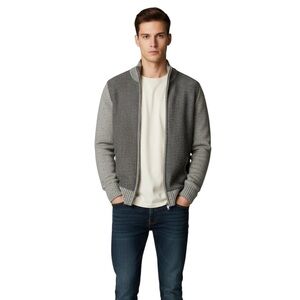 Guess Men's Two-Tone Gray Zip-Up Sweater
